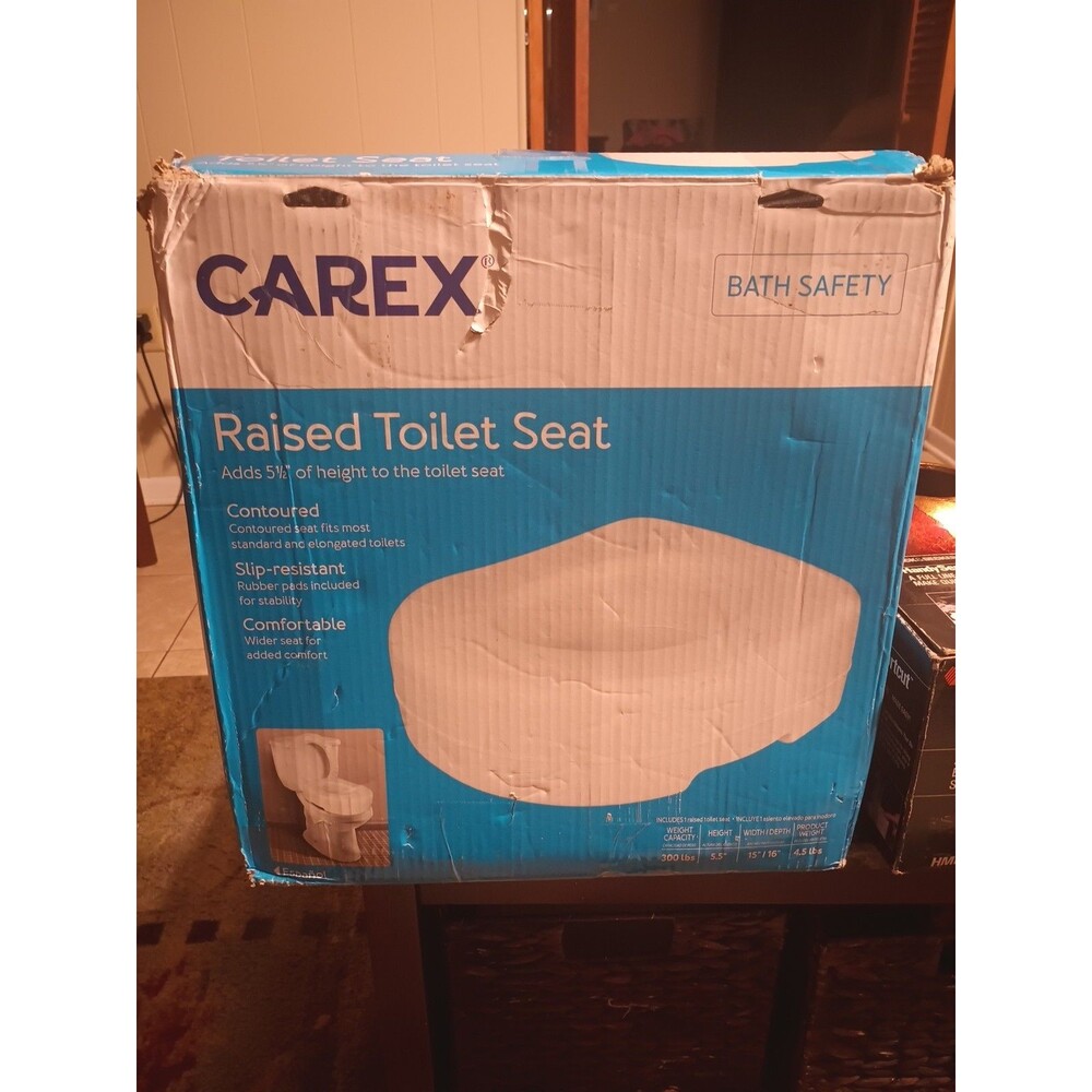 Carex Toilet Seat Riser - Adds 5.5 Inch of Toilet Height Raised Toilet Seat NEW